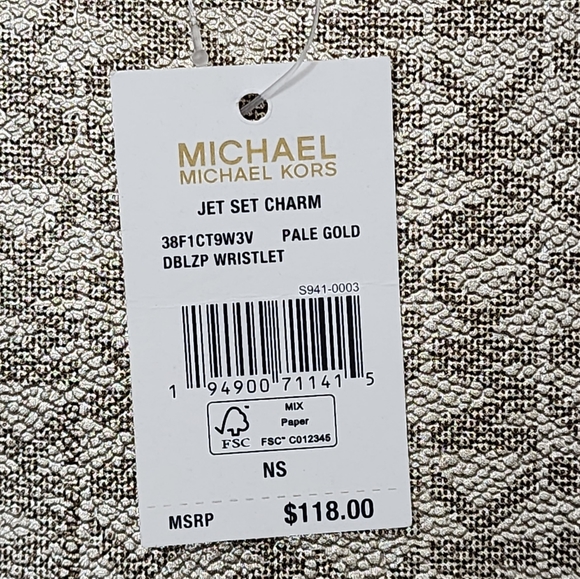 Michael Kors Jet Set Logo Double Zip Wristlet Gold - Picture 5 of 7